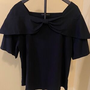 Radzoli Midnight Blue Blouse with Bow Accent